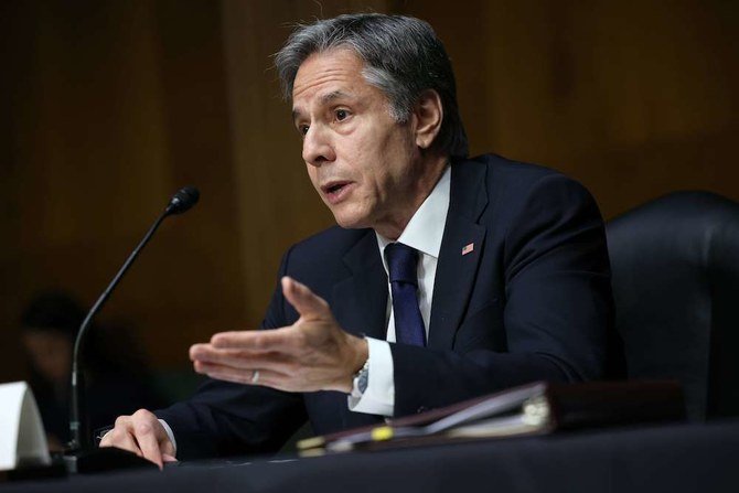 US Secretary of State Antony Blinken testifies during a Senate Appropriations subcommittee hearing on the Department of State FY 2022 budget request on June 08, 2021 in Washington, DC. (Getty Images/AFP)