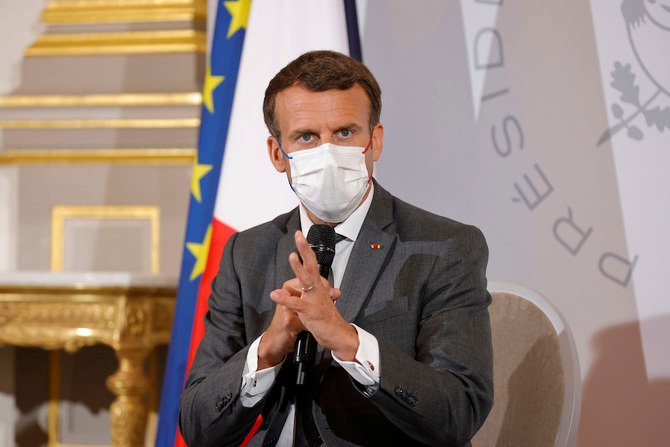 French President Emmanuel Macron said Iran need to behave more responsibly in the region for a return to a nuclear deal to be successful. (AP)