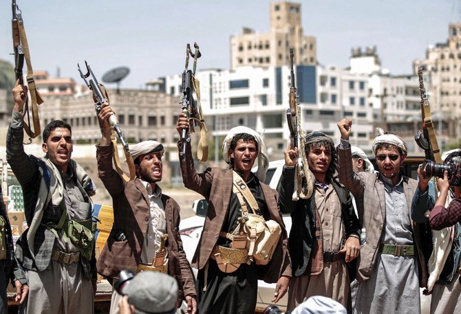 The US Treasury on Thursday imposed sanctions on what it said are members of a smuggling network that produces millions of dollars for Yemen's Iran-affiliated Houthi militia. (File/AFP)