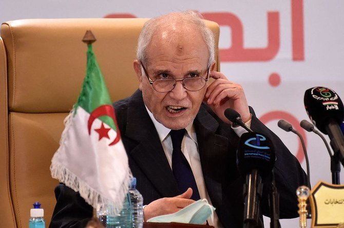 President of Algeria's National Independent Elections Authority Mohamed Chorfi holds a press conference to announce the results of parliamentary elections. (AFP)