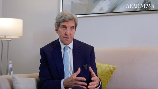 US climate envoy John Kerry during an interview with Arab News in Riyadh, Saudi Arabia, June. 16, 2021. (Arab News)