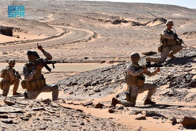 The exercise aims to train in command and control operations and improve compatibility between the military equipment of the two sides. (SPA)