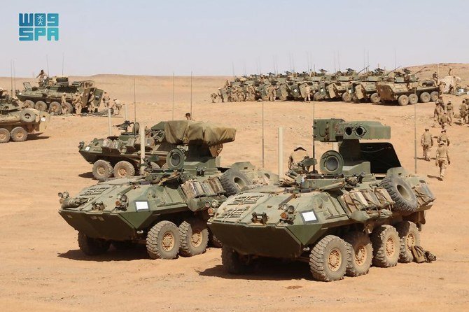 The exercise aims to train in command and control operations and improve compatibility between the military equipment of the two sides. (SPA)