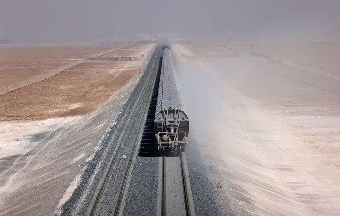Etihad Rail, when completed, will run across a 1,200-kilometer track that will connect all of the emirates. (AFP/Giuseppe Cacace)