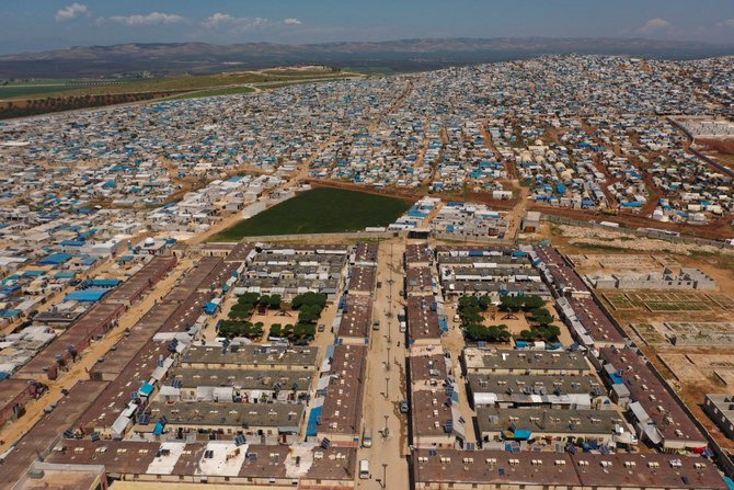 This photo taken on April 19, 2020 shows a large refugee camp in Atma, Idlib province of Syria. (AP Photo/Ghaith Alsayed, File)