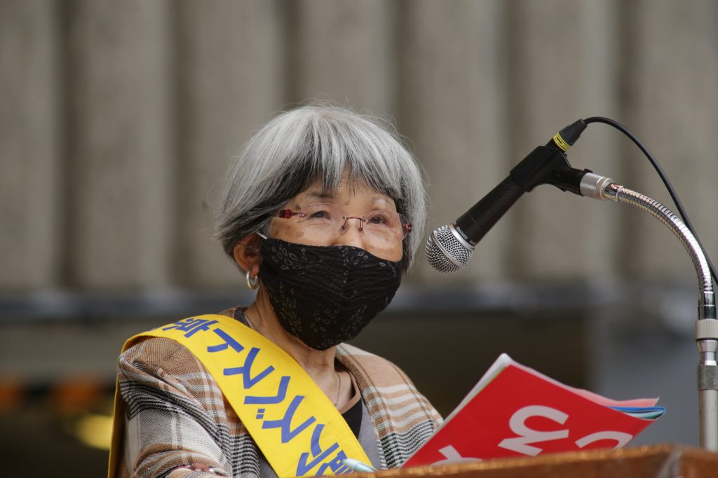 Asbestos victims and their supporters gathered in Tokyo on Wednesday to seek compensation of the construction workers harmed. (ANJP Photo)