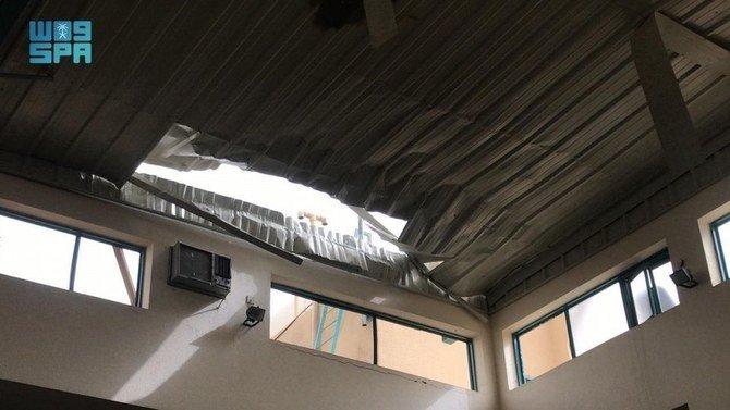 The school in the Asir region was damaged by the drone but no one was injured. (SPA)
