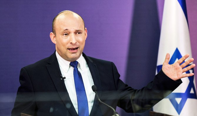 In this June 6, 2021, file photo, Naftali Bennett, Israeli parliament member from the Yamina party, gives a statement at the Knesset, Israel's parliament, in Jerusalem. (AP)