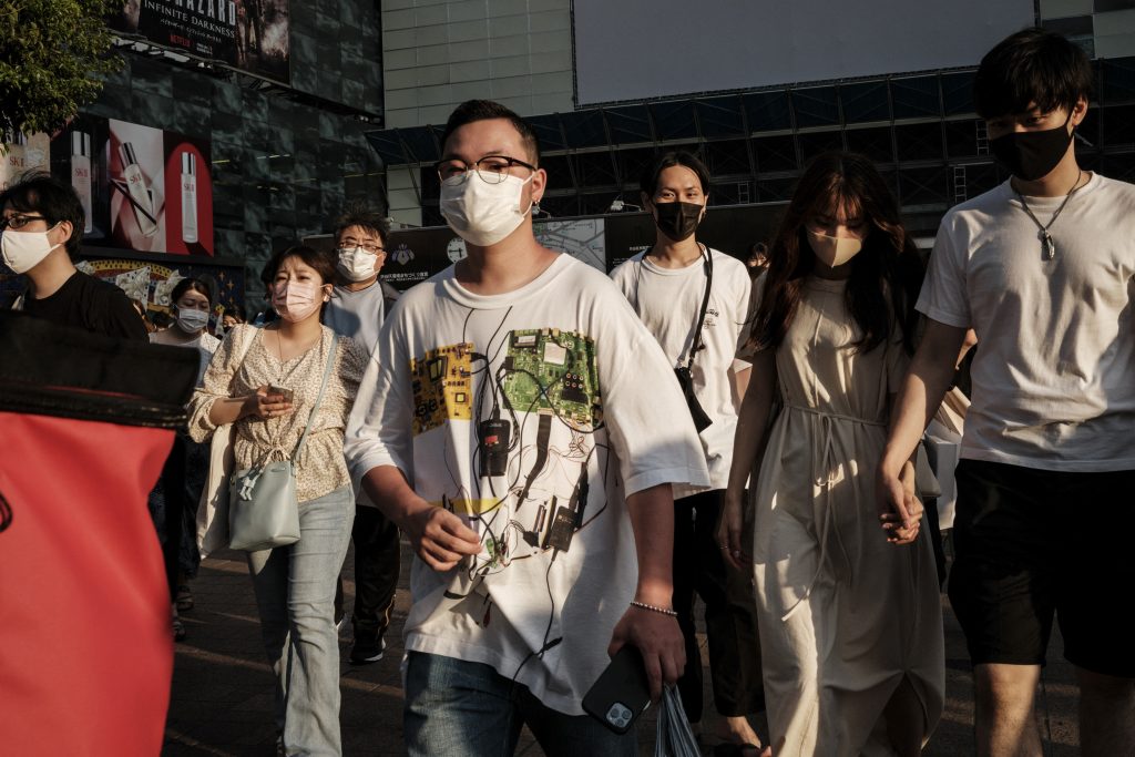 The government is considering expanding the coronavirus state of emergency for Tokyo and Okinawa Prefecture to newly cover Saitama, Chiba and Kanagawa prefectures, all bordering Tokyo, as well as Osaka Prefecture, western Japan. (AFP)
