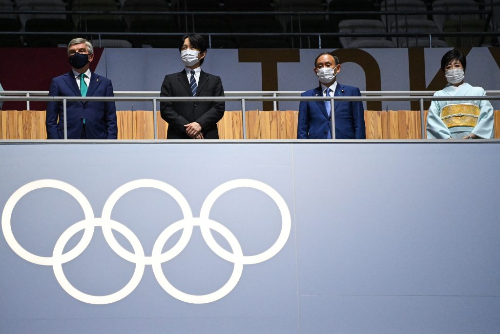 His Majesty the Emperor, honorary president of the Tokyo Olympics, stood up to declare the Games open, but Suga and Koike sitting in line with His Majesty, remained seated, a very serious and embarrassing breach of protocol. Negative public reaction was quick to follow, Tokyo Sports’ newspaper reported. (AFP)