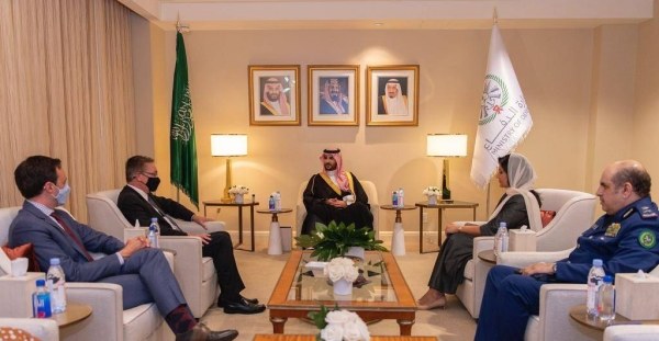 Saudi Arabia's Deputy Defense Minister Prince Khalid bin Salman met with top US officials to discuss developments in Yemen and the Horn of Africa. (Courtesy: @kbsalsaud)