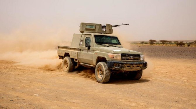 This picture shows a Yemeni army armored vehicle after clashes with Houthi militants in Marib. (AP)