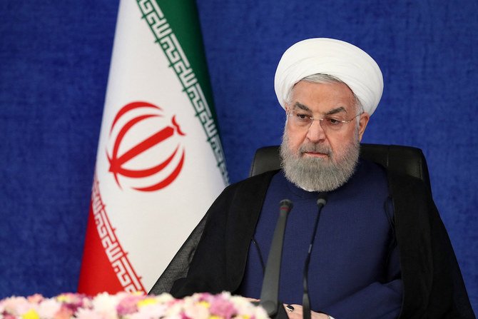 Iran’s President Hassan Rouhani attends the weekly coronavirus taskforce meeting in the capital Tehran, on July 3, 2021. (Iranian Presidency/AFP)