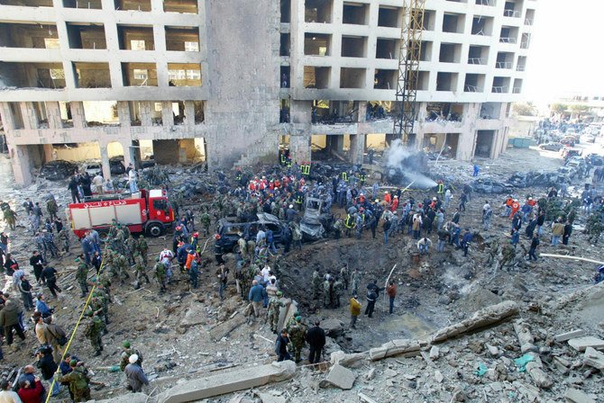 The devastating explosion in Beirut on Feb. 14, 2005, brought widespread international condemnation. (AFP)