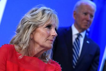 In this file photo US President Joe Biden and First Lady Jill Biden attend the National Education Association's Annual Meeting and Representative Assembly in the Walter E. Washington Convention Center in Washington, DC on July 2, 2021. (AFP)