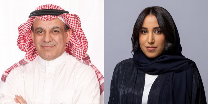 Jomana Al-Rashid, Chief Executive Officer of SRMG (right) and Abdulrahman Ibrahim Alrowaita, Chairman of SRMG (left). (Supplied)