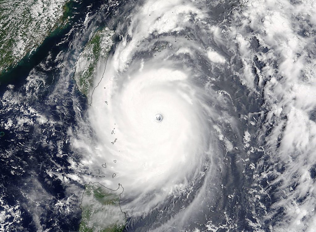 This image obtained from NASA on July 7, 2016, shows Super Typhoon Nepartak approaching Taiwan. (AFP)