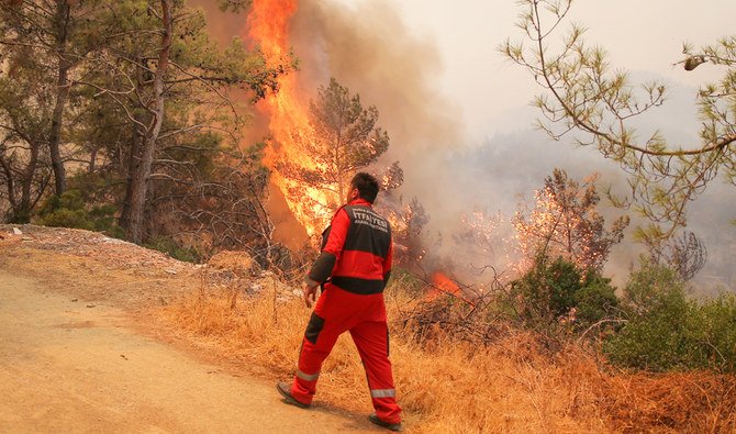 While authorities say they are investigating whether the fires may have started as ‘sabotage’ by outlawed Kurdish militants, experts mostly point to the climate crisis. (AP)