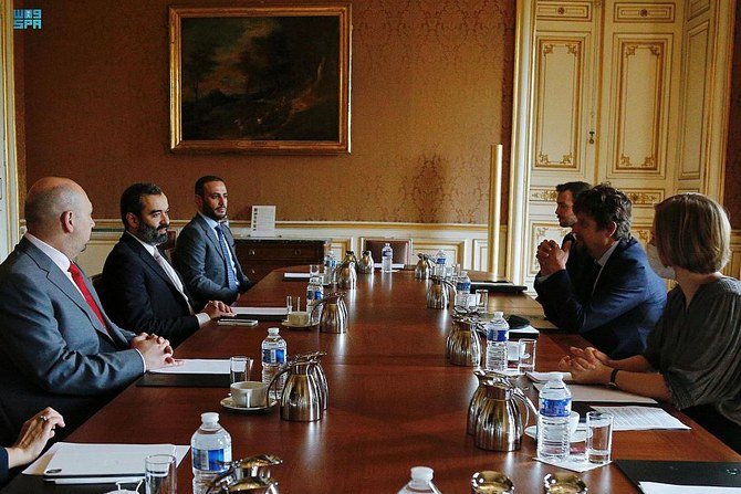 Saudi Minister of Communications and Information Technology Abdullah Al-Swaha met the French Ambassador for Digital Affairs Henri Verdier. (SPA)