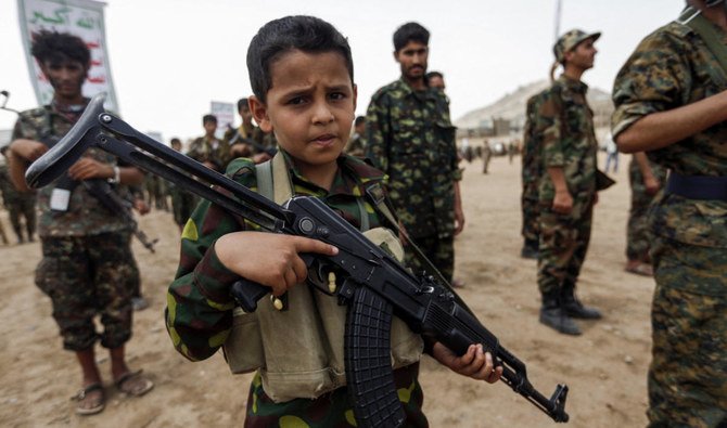 Houthis woo children into joining recruitment centers and summer camps through financial incentives, says director of SEYAJ Organization for the Protection of Children. (AFP/File)