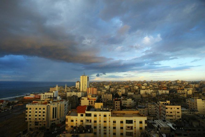 A picture taken on January 3, 2017, shows the skyline of Gaza City during the sunset. (File/AFP)