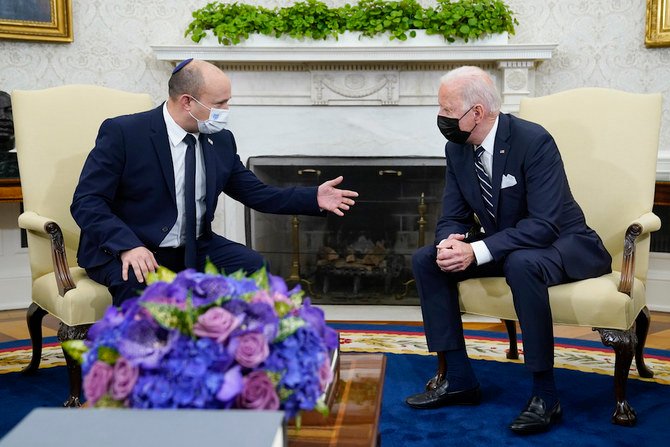 President Joe Biden meets with Israeli Prime Minister Naftali Bennett in the Oval Office of the White House. (AP)