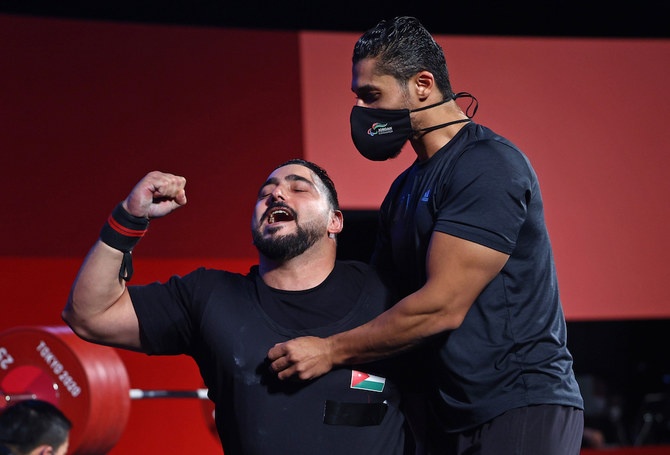 Jordan’s world record holder Abdelkareem Khattab won gold in the powerlifting men’s -88 kg category. (Reuters)