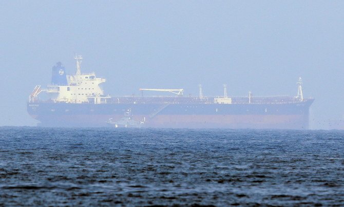 Mercer Street, an Israeli-managed oil tanker that was attacked is seen off Fujairah Port. (Reuters)