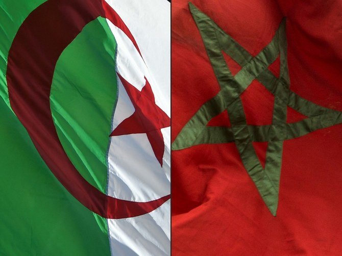 The national flags of Algeria (left) and Morocco. (File/AFP)
