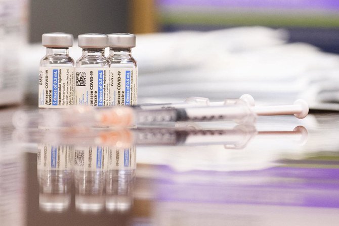 Vials and syringes of the Johnson and Johnson Janssen COVID-19 vaccine are displayed at a Culver City Fire Department vaccination clinic on Aug. 5, 2021 in California. (File/AFP)