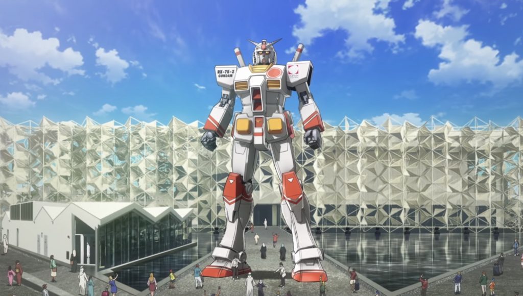 The original Gundam series mechanical designer, Kunio Okawara, illustrated a new rendition of the classic RX-78-2 Gundam for the Expo themed after Japan. (Supplied)