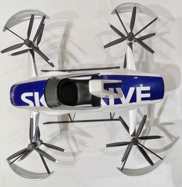 A prototype of future drone sky taxi is unveiled at a press conference in Tokyo (ANJ)