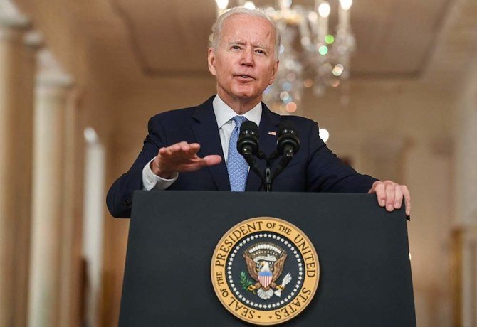 US President Joe Biden speaks on ending the war in Afghanistan in the State Dining Room at the White House in Washington, DC, on August 31, 2021. (AFP)