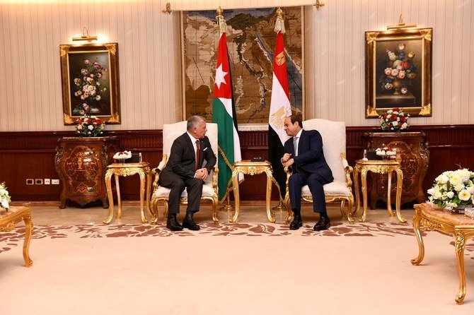 A trilateral summit between the leaders of Egypt, Jordan and Palestine took place in Cairo on Thursday to discuss issues of mutual concern, including the Palestinian cause. (AN Photo/Yasmine Issa)