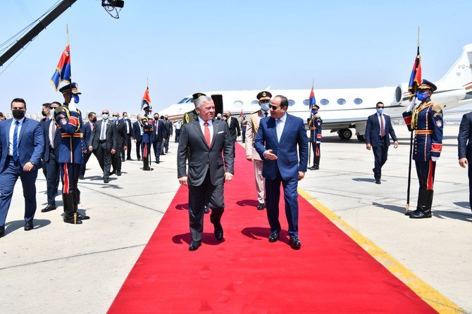 A trilateral summit between the leaders of Egypt, Jordan and Palestine took place in Cairo on Thursday to discuss issues of mutual concern, including the Palestinian cause. (AN Photo/Yasmine Issa)