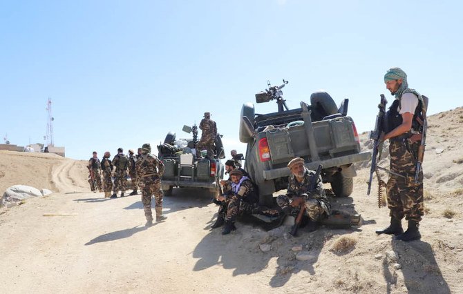 National Resistance Front of Afghanistan forces in the Panjshir Valley, northern Afghanistan, on Friday. Fierce clashes have been going on in the valley. (Supplied)