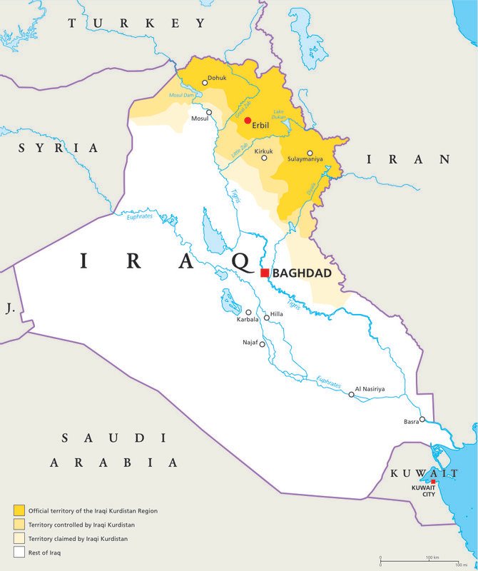 Shutterstock map of Iraq