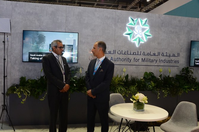 Ahmed bin Abdulaziz Al-Ohali, governor of the General Authority for Military Industries, at the Defense and Security Equipment International trade fair, in London on Tuesday. Arab News