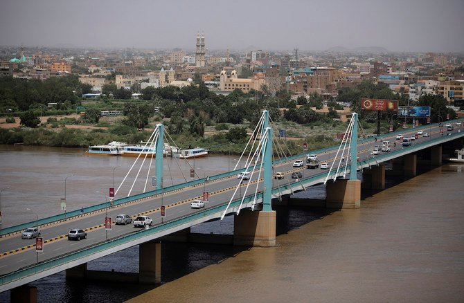 Traffic moves on a bridge in Sudan's capital Khartoum, Tuesday, Sept. 21, 2021. (AP)