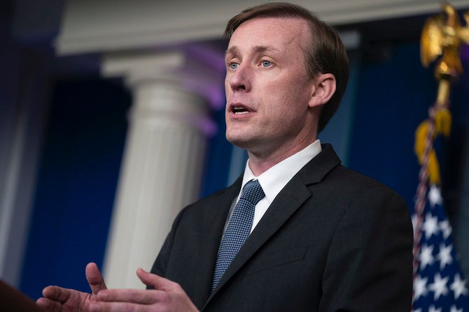 White House national security adviser Jake Sullivan speaks during a press briefing at the White House, Monday, June 7, 2021, in Washington. (AP)