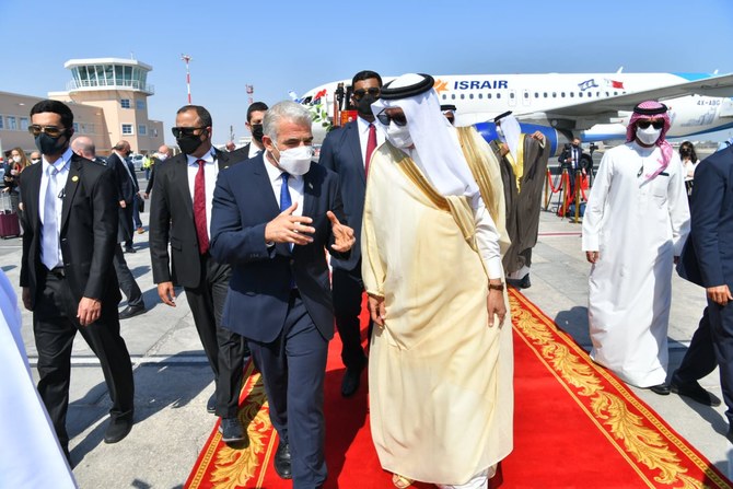 Israel’s foreign minister Yair Lapid lands in Bahrain on Thursday, the first high-level visit to the Gulf state by a senior Israeli official. (Twitter: @yairlapid)