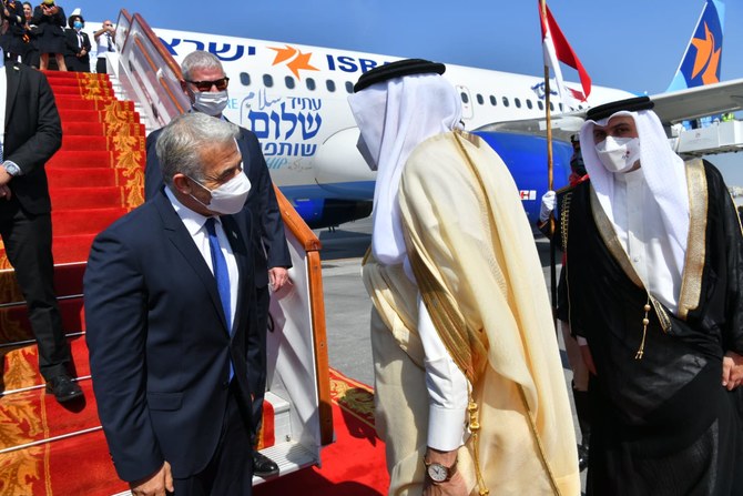 Israel’s foreign minister Yair Lapid lands in Bahrain on Thursday, the first high-level visit to the Gulf state by a senior Israeli official. (Twitter: @yairlapid)