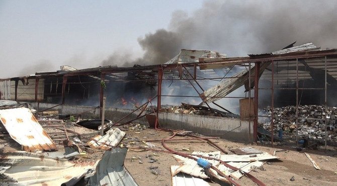 Missiles and explosive-laden drones fired by the Iran-backed Houthi militia on Saturday ripped through the Red Sea port of Al-Mocha. (Supplied)