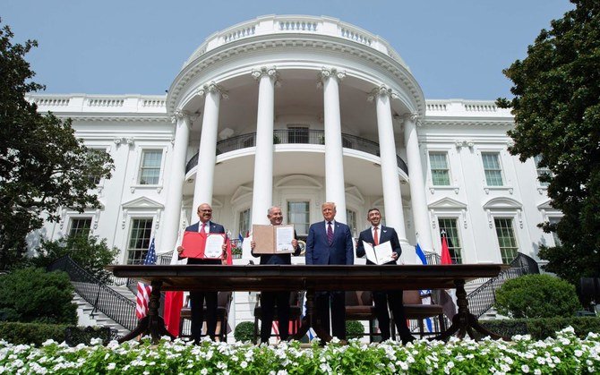 A year ago, the UAE became the first Gulf nation to establish formal relations with Israel and 3rd Arab country ever to do so after Egypt and Jordan. Bahrain signed on the same day, and later Sudan and Morocco joined the US-brokered Abraham Accords. (AFP)