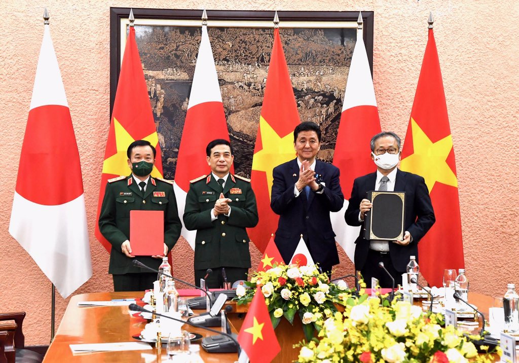 Japan's Defense Minister Nobuo Kishi’s meeting with his Vietnamese counterpart, Phan Van Giang, in Hanoi coincided with a two-day visit to the Vietnamese capital by Chinese Foreign Minister Wang Yi. (@ModJapan_en)