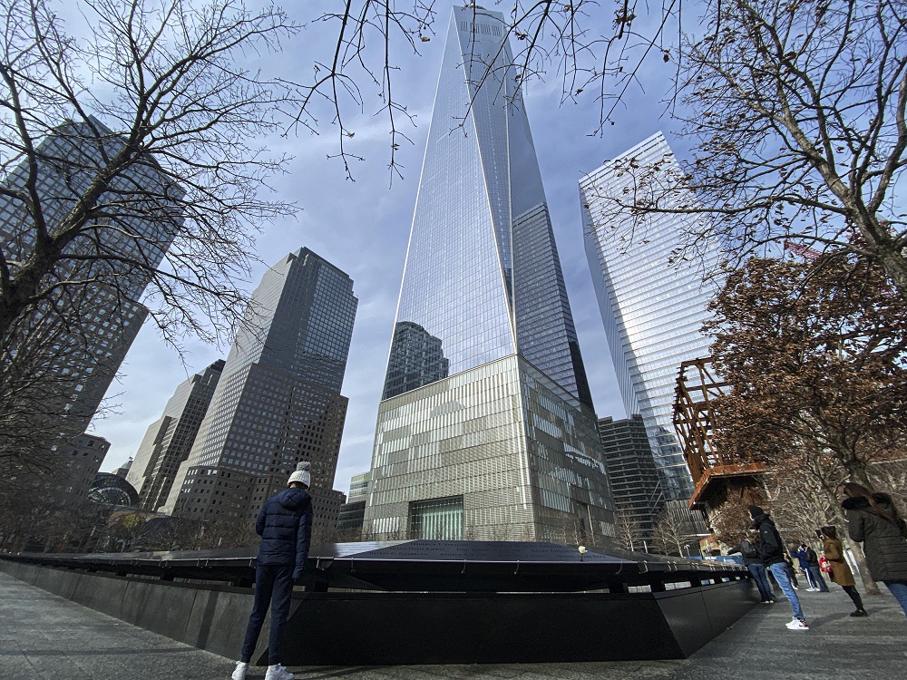 General view of the World Trade Center memorial in New York City on February 26, 2021. (AFP/file)