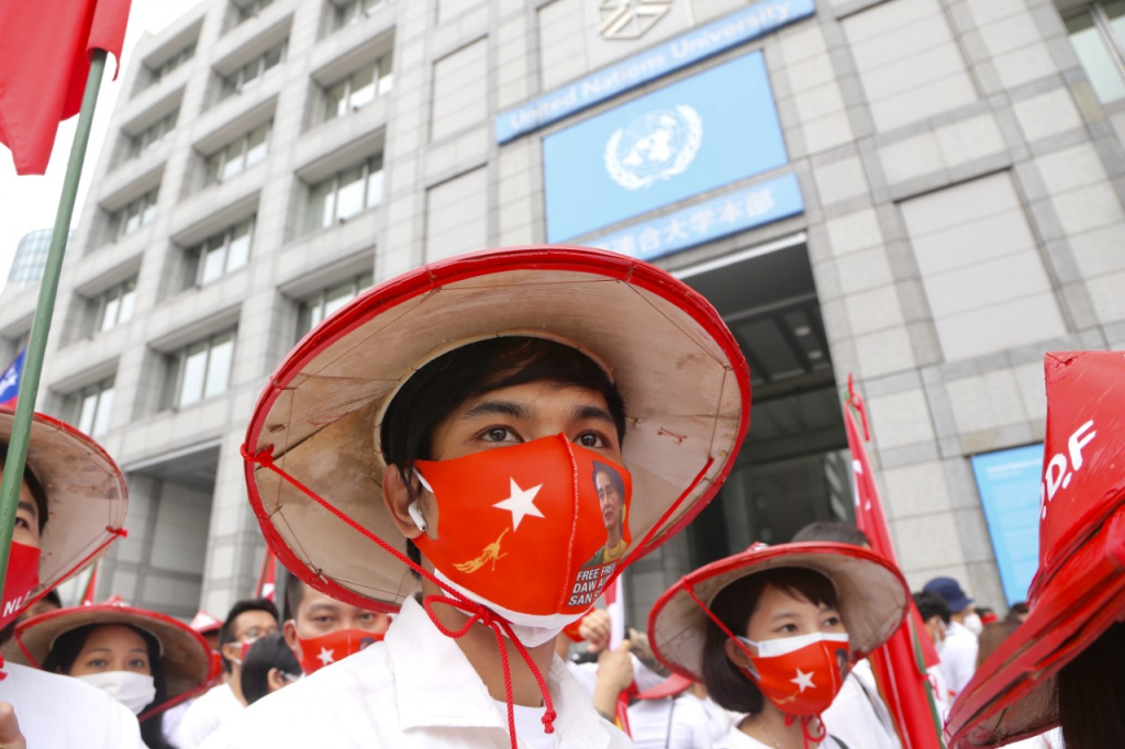 Tokyo 2021 September 12, 2,000  Burmese residents in Tokyo walk around  United Nations University seeking democracy in Myanmar. (ANJP)
