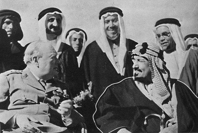 King Abdulaziz with British Prime Minister Winston Churchill, Cairo, Egypt, February 1945. (Getty Images)