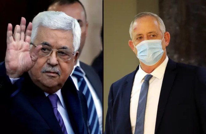 Palestinian Authority President Mahmoud Abbas and Israeli Defense Minister Benny Gantz. (Reuters)