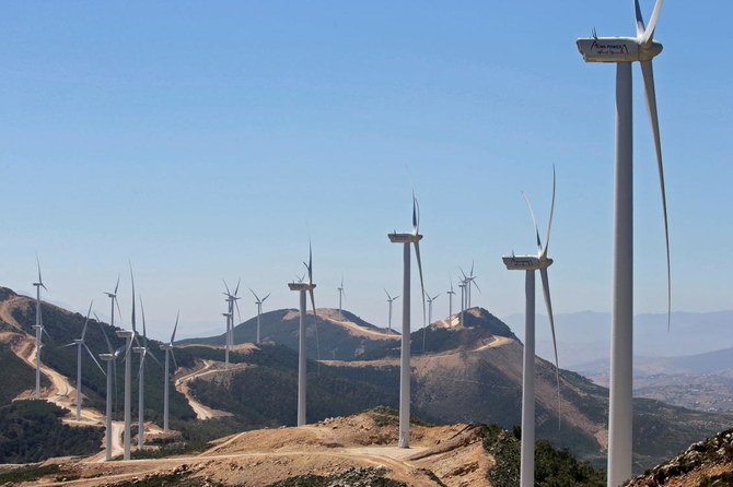 Saudi Acwa Power-generating windmills are pictured in Jbel Sendouq, on the outskirts of Tangier, Morocco, June 29, 2018. (File/Reuters)